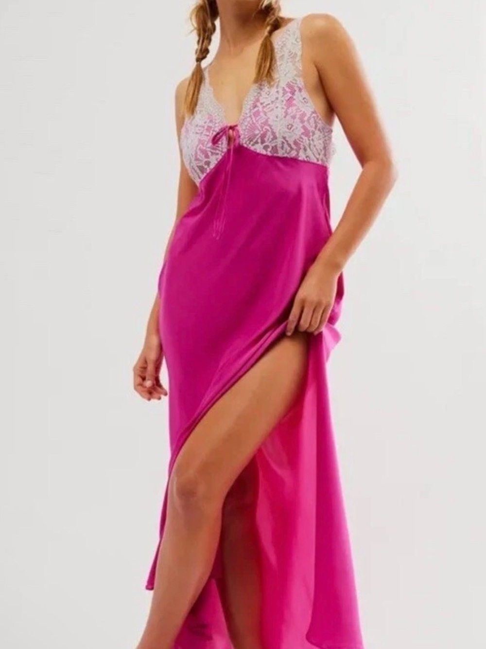 Nwt Free People Intimately Country Side Lace Trim Slip Maxi Dress